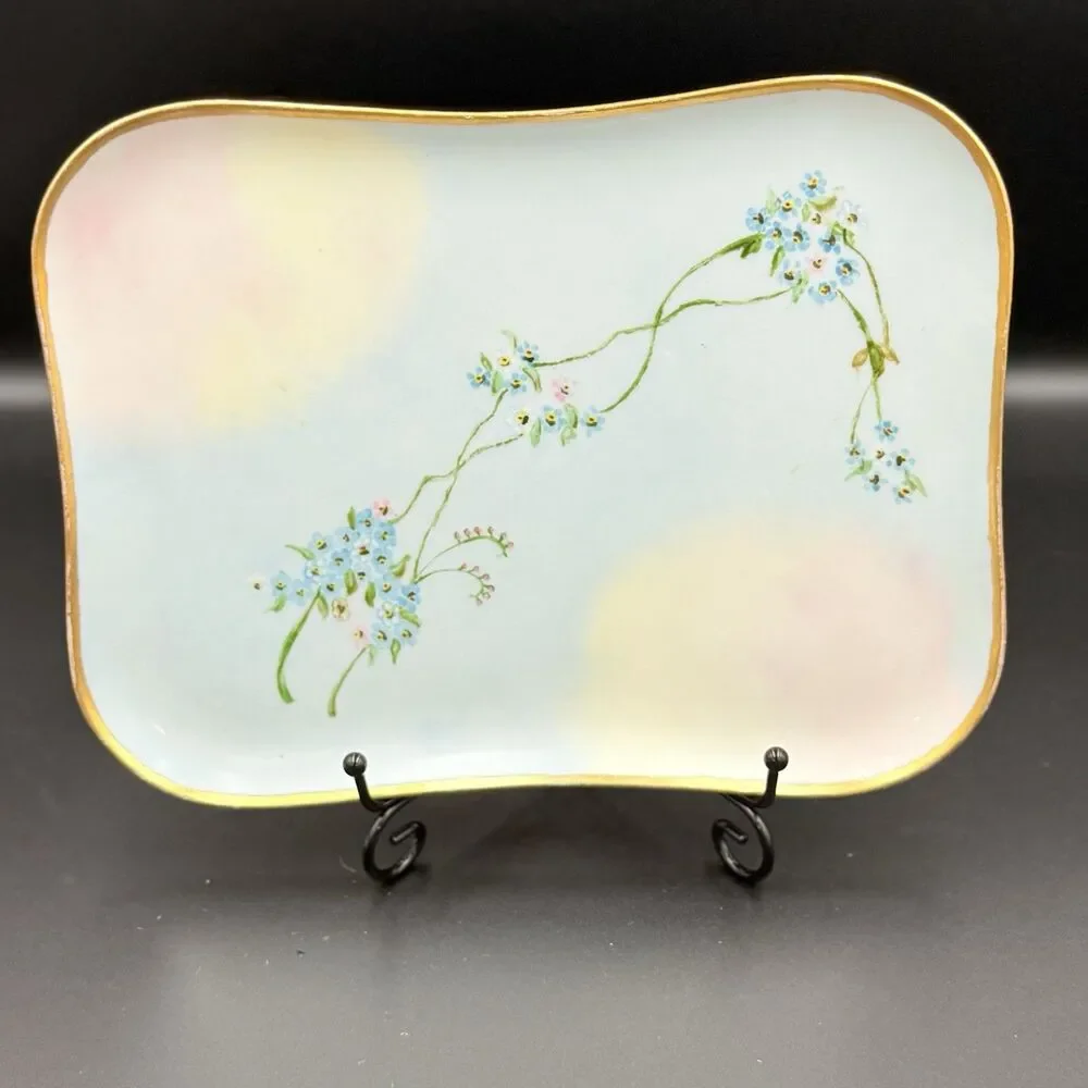 Antique French Limoges Hand Painted Vanity Tray Signed Authentic Limoges